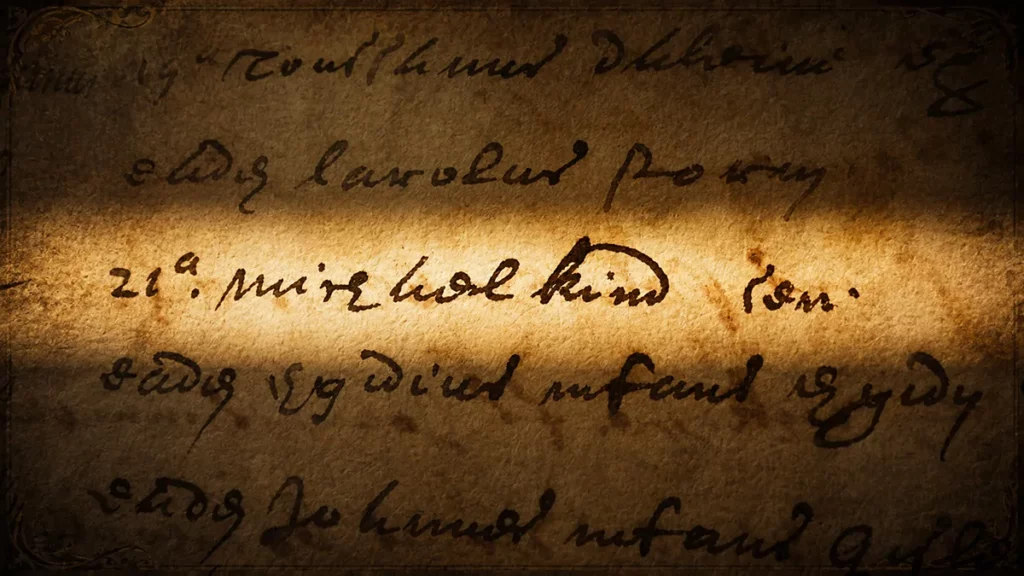 Close-up of an old parish register